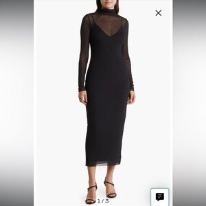 Marni Turtleneck Long Sleeve Mesh Dress
